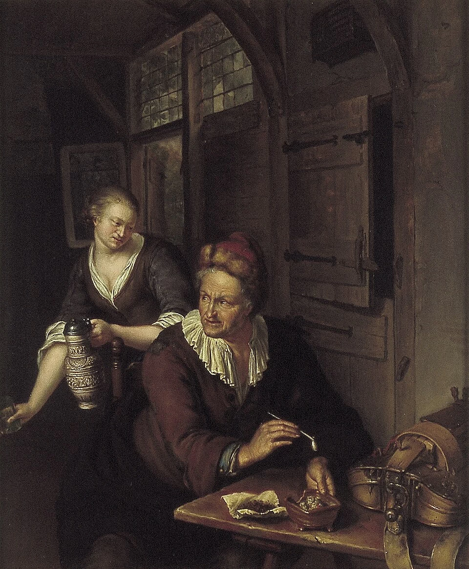 Interno con un uomo che accende la pipa e una donna con una brocca - Rijksmuseum Twenthe, Enschede